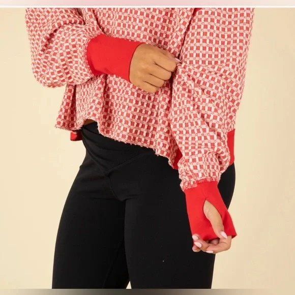 FP Movement Long Sleeve Textured My Time Tee in Victory Red Sz M NWT - Picture 2 of 9